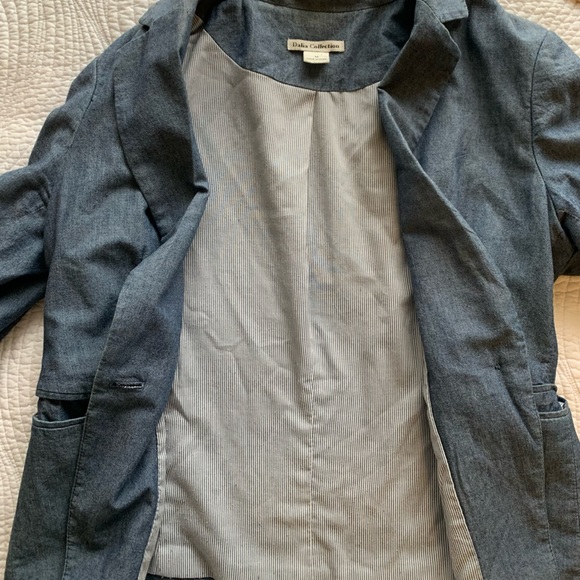 Chambray Denim Blazer Jacket - Picture 9 of 11